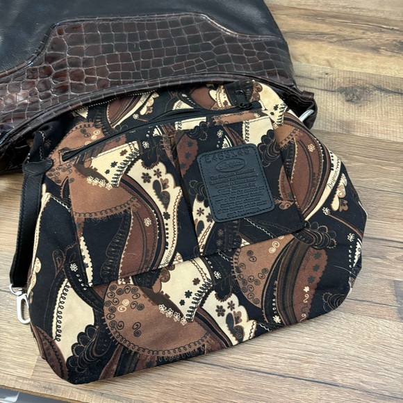 Brighton Croc Embossed Patent Leather Crossbody Handbag Purse - Picture 10 of 11